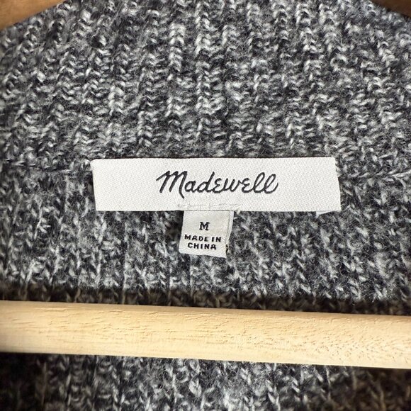 Madewell Ribbed Half-Zip Wool Sweater Dress Women's Medium Gray Knit Minimalist - Picture 9 of 16